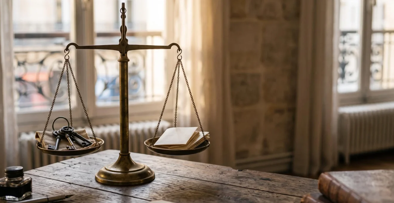 Illustration symbolique représentant l'équilibre entre rendement locatif net et optimisation fiscale d'un bien immobilier