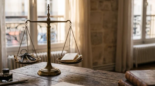 Illustration symbolique représentant l'équilibre entre rendement locatif net et optimisation fiscale d'un bien immobilier