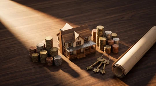 Illustration conceptuelle d'un plan de financement immobilier solide et structuré pour un achat de 350 000 euros