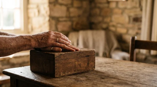 Photographie éditoriale symbolisant la transmission d'un patrimoine familial entre générations, avec un jeu de mains et de lumière évoquant l'héritage